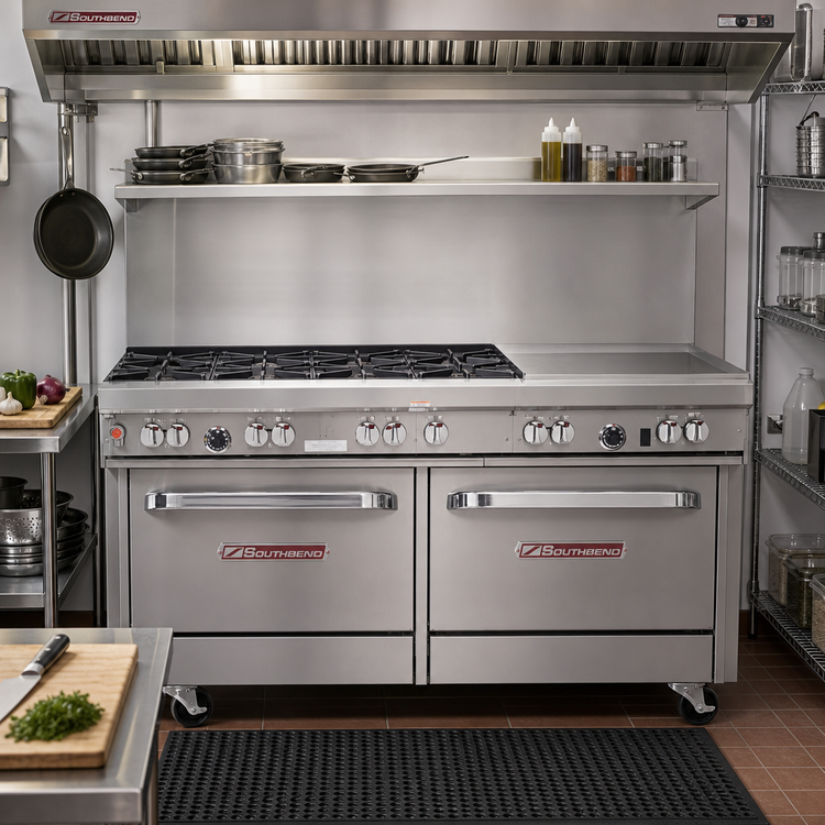 Product image #2 for Southbend Ultimate 60-Inch Gas Restaurant Range with 6 Open Burners, 24-Inch Griddle and 2 Cabinets