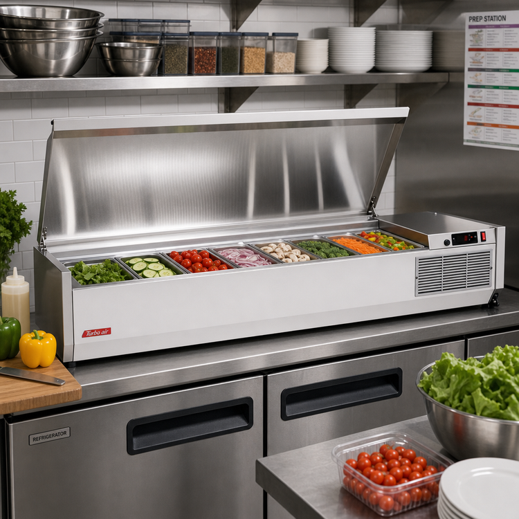 Product image #3 for Turbo Air E-Line 59-Inch Countertop Salad Prep Table with Side-Mounted Self-Contained Refrigeration