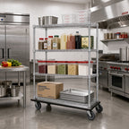 Thumbnail image #2 for Metro Super Erecta N566MC 4-Shelf Chrome Wire Shelving Dolly Truck, 60W x 24D