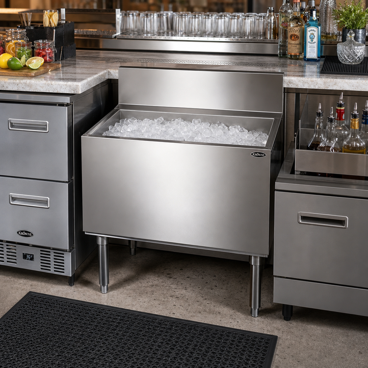 Product image #2 for Krowne Royal Series 30-Inch Stainless Steel Underbar Ice Bin and Cocktail Unit, 122-lb. Ice Capacity