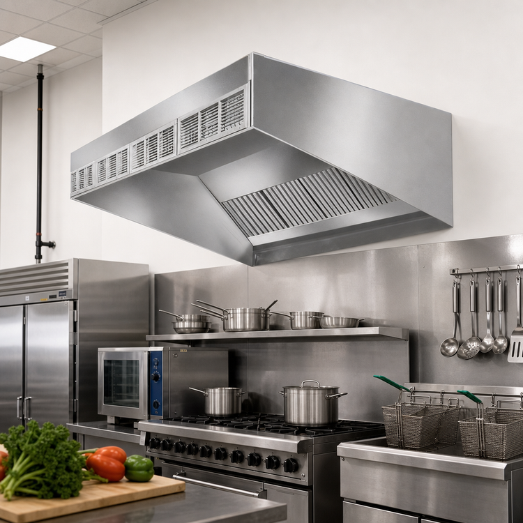 Product image #2 for SpecAir HESFA96-96 96"W Wall Type Front Discharge Make-Up Air Exhaust Hood with Short Front