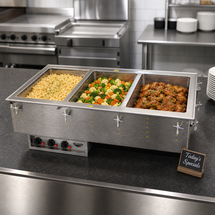 Product image #2 for Vollrath 3-Well Drop-In Hot Food Well with Auto-Fill, Wet Operation, Infinite Controls, 208-240V
