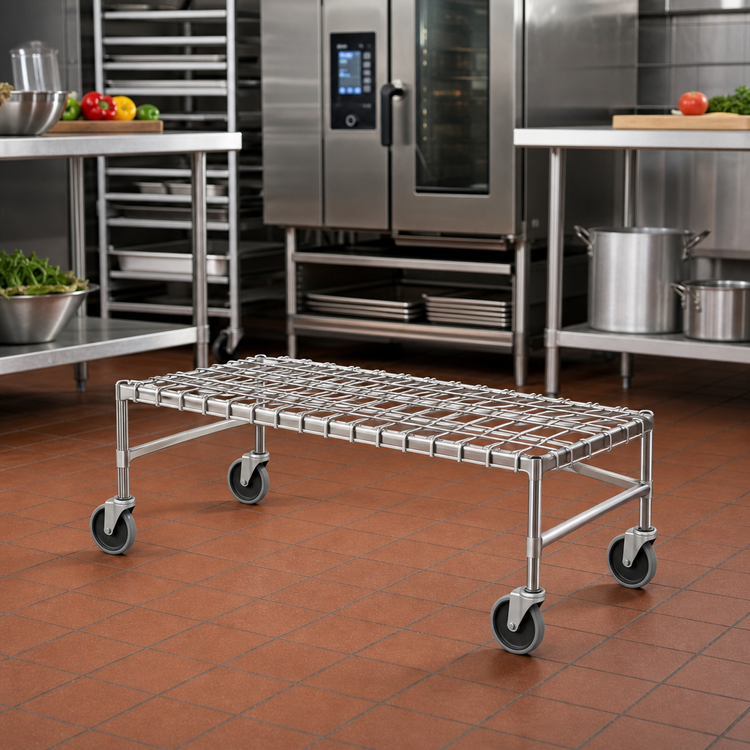 Product image #2 for Eagle Mobile Wire Dunnage Rack with 5-Inch Swivel Casters, 48 x 21 x 14 Inches, Chrome Finish, 800 lb. Capacity