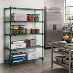 Thumbnail image #2 for Eagle Group Valu-Gard F2QA2-74-1848VG 4-Tier Stationary Wire Shelving Starter Unit, 48W x 18D x 74H, Green Epoxy