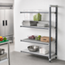 Thumbnail image #2 for Cambro Camshelving Elements XTRA Stationary Add-On Shelving Unit, 24 Inch Deep x 48 Inch Long x 72 Inch High, 4-Tier, 3 Vented + 1 Solid Shelf Plates, Speckled Gray