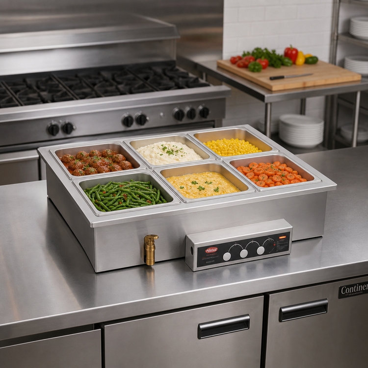 Product image #2 for Hatco Insulated Drop-In Modular/Ganged Heated Well with Drains and Auto-Fill, 6 Full-Size Pan Capacity