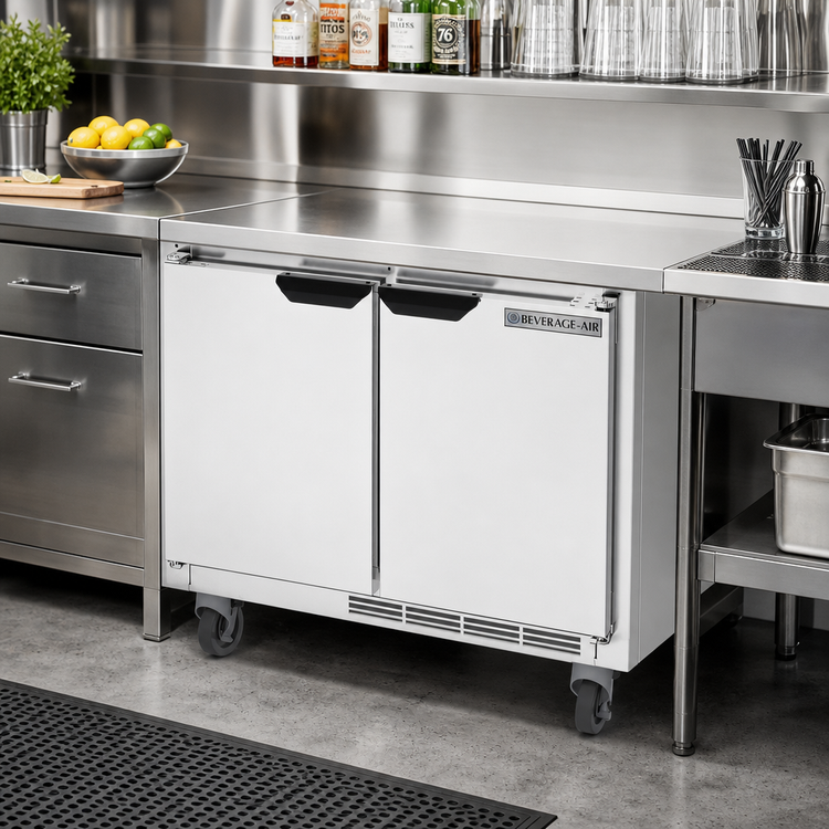 Product image #3 for Beverage-Air UCR34HC 34-Inch Shallow Depth Two-Section Undercounter Refrigerator