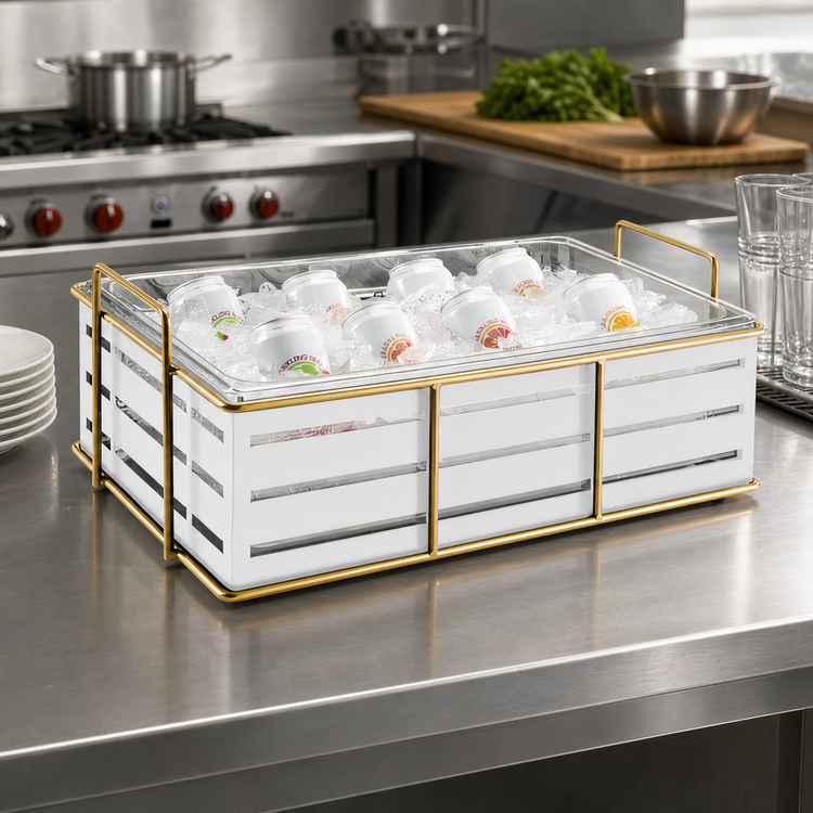 Product image #2 for Empire Rectangular Ice Housing with Clear Polycarbonate Pan and Gold Wire Frame, White