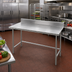 Thumbnail image #2 for Advance Tabco 120-Inch Stainless Steel Work Table with 5-Inch Backsplash and Open Crossrail Base