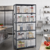 Thumbnail image #2 for Quantum Heavy-Duty Wire Shelving Unit with 6 Shelves and 12 Clear Bins, 36 x 18 x 75 Inches