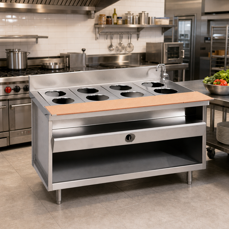 Product image #2 for La Rosa 60-Inch Natural Gas Wet-Only Hot Food Table, 4 Pan Openings, 28-Inch Deep