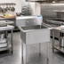 Thumbnail image #2 for One Compartment Stainless Steel Sink with 24 x 24 x 14 Inch Bowl, 9 Inch Backsplash, and Galvanized Legs