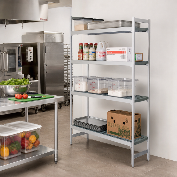 Product image #2 for Fermostock 4-Tier Polymer Shelving Unit Expansion Kit, 26W x 22D x 66H, Gray, Add-On Unit