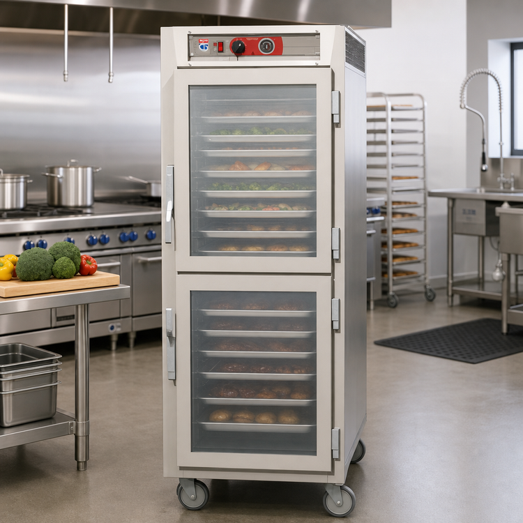 Product image #2 for Metro C5 6 Series Full-Height Mobile Heated Holding Cabinet with Dutch Clear Glass Doors and 34-Pan Lip-Load Capacity