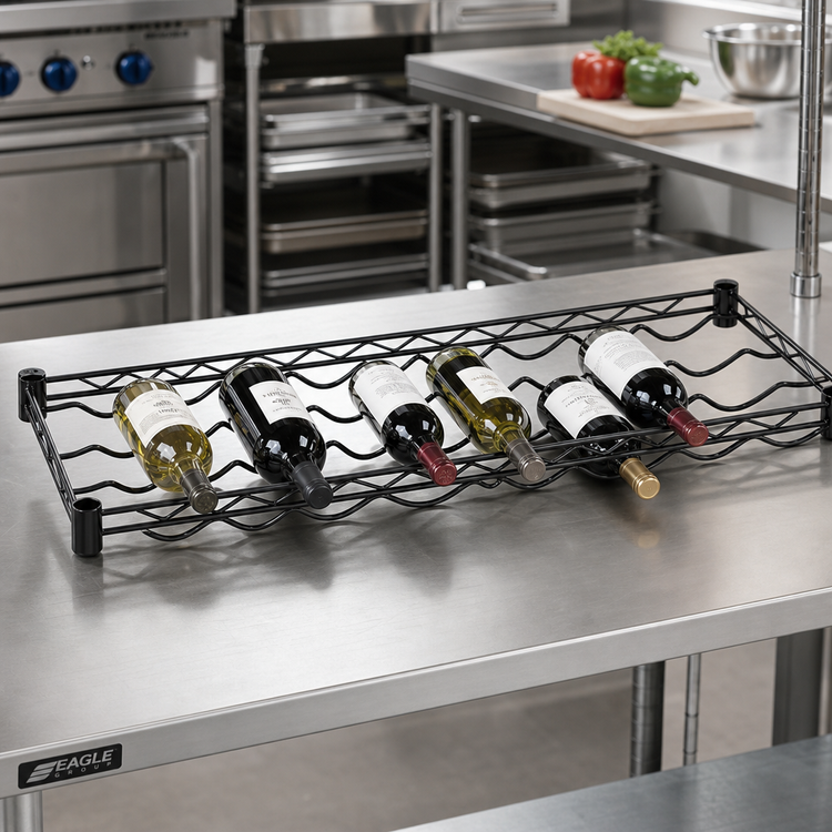 Product image #2 for Eagle Group Cradle Wire Wine Shelf, 36 x 14 Inch, Black Epoxy, 9-Bottle Capacity