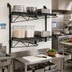 Thumbnail image #2 for Quantum Wall-Mounted Cantilever Double Shelf Wire Shelving Kit, 48 x 24 Inches, Black Epoxy Antimicrobial Finish