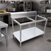 Thumbnail image #2 for Omcan Commercial Stainless Steel Poly-Top Work Table Frame with Undershelf and 6-Inch Backsplash, 60 x 30 x 42 Inches