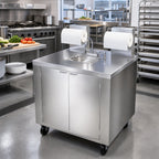 Thumbnail image #2 for Dinex DXPL050114457A Mobile Self-Contained Stainless Steel Hand Washing Station, 120V, 2-Bowl, No Plumbing Hookup