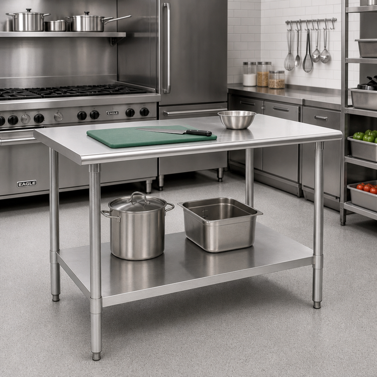 Product image #2 for Eagle Deluxe Series 60 Inch x 36 Inch Stainless Steel Top Work Table with Adjustable Undershelf
