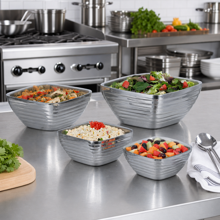 Product image #2 for Vollrath Square Beehive Double-Wall Insulated Serving Bowl, 3/4 Quart, 18/8 Stainless Steel