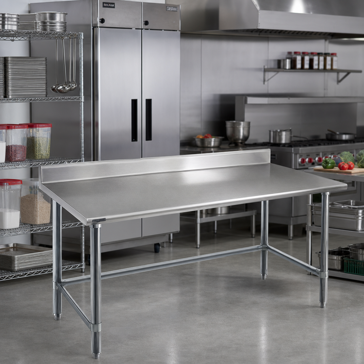 Product image #2 for Deluxe Series 108-Inch x 30-Inch Stainless Steel Work Table with 4.5-Inch Backsplash and Galvanized Tubular Base