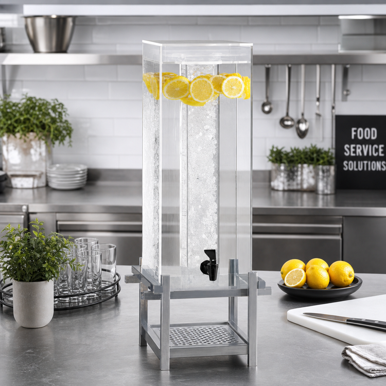 Product image #2 for Cal-Mil One by One 5 Gallon Single Acrylic Beverage Dispenser with Ice Chamber and Drip Tray