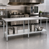 Thumbnail image #2 for Deluxe Series Stainless Steel Work Table with Rolled Edge and Adjustable Galvanized Undershelf, 120 x 36 Inches