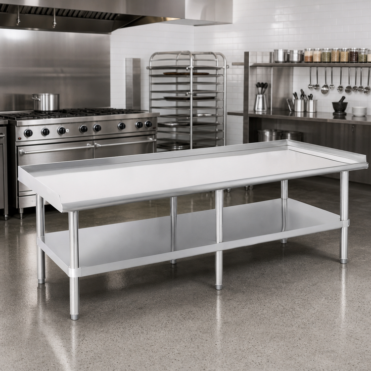 Product image #2 for Sapphire Manufacturing 96-Inch x 30-Inch Stainless Steel Equipment Stand with Galvanized Undershelf and Legs