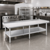 Thumbnail image #2 for Sapphire Manufacturing 96-Inch x 30-Inch Stainless Steel Equipment Stand with Galvanized Undershelf and Legs