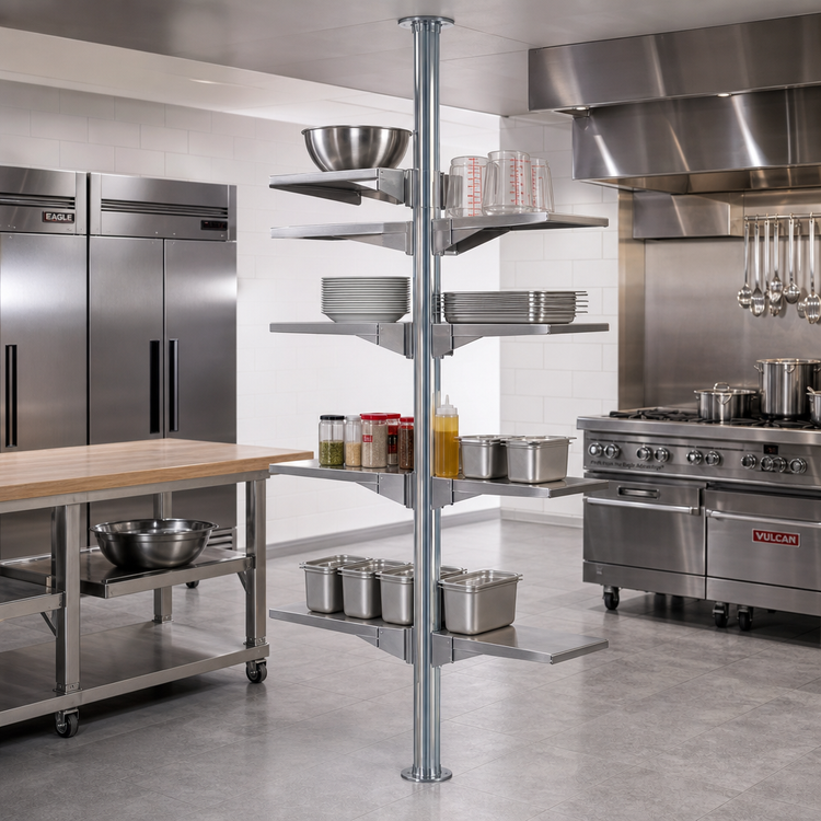 Product image #2 for Eagle Group Back-To-Back Stainless Steel Floor-To-Ceiling Cantilever Shelving Upright, 48 Inches High