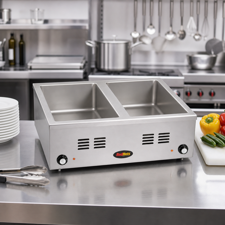 Product image #2 for RedHots Countertop Electric Food Warmer, 2 Full-Size Pan Openings, Wet/Dry Operation, 120V