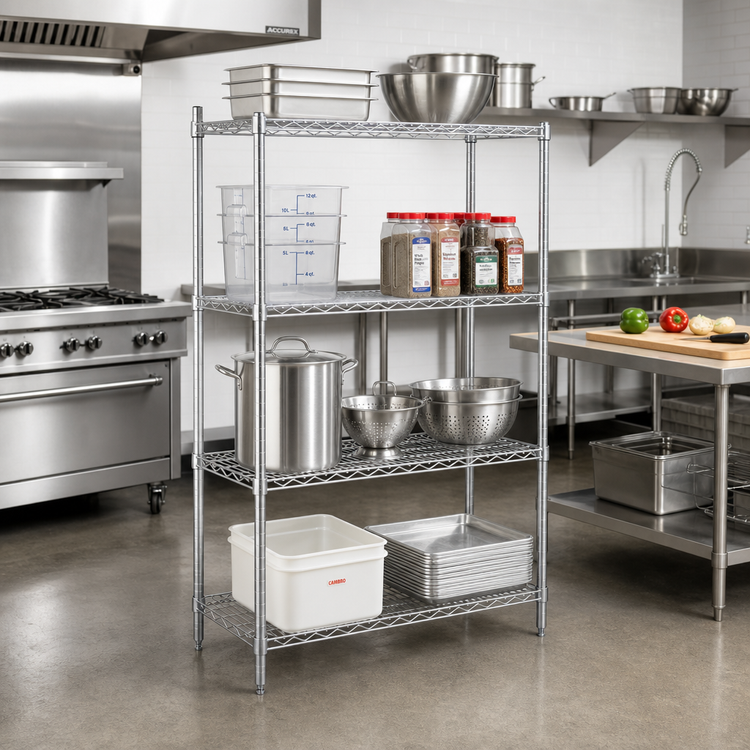 Product image #2 for Eagle Group 4-Tier Stationary Wire Shelving Starter Unit, 30 x 21 x 63 Inches, Stainless Steel Finish
