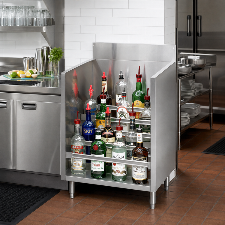 Product image #2 for Advance Tabco Special Value Series 24-Inch Freestanding Stainless Steel 5-Step Liquor Display Cabinet