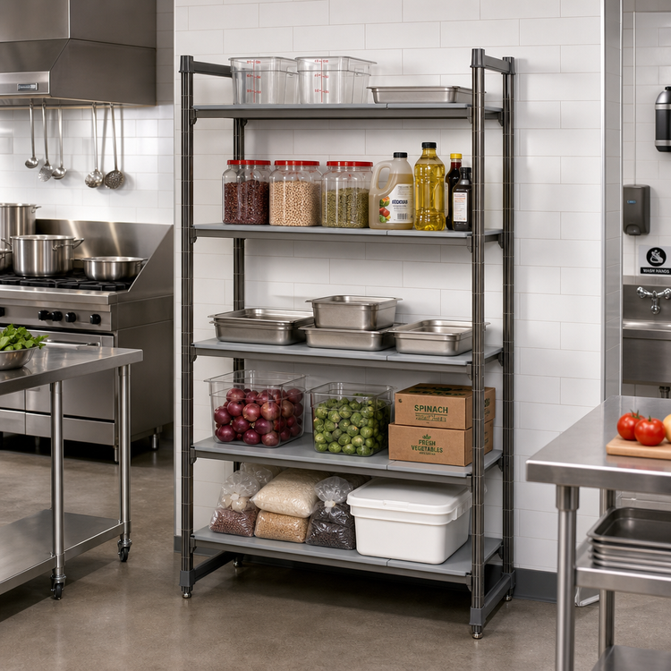 Product image #2 for Camshelving Basics Plus 5-Shelf Solid Stationary Shelving Starter Unit, 18 x 60 x 84 Inches, Brushed Graphite
