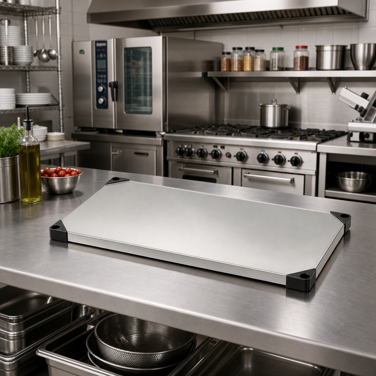 Product image #2 for Quantum 42"W x 21"D Solid 304 Stainless Steel Shelf with Marine Edge