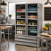 Thumbnail image #3 for Howard-McCray 42 Cu. Ft. Two-Section Black Hinged Glass Door Merchandiser Refrigerator, Bottom Mount Self-Contained