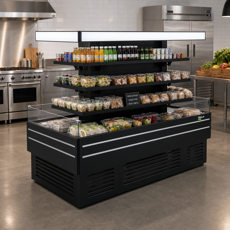 Product image #2 for Turbo Air Island Display Self-Serve Refrigerated Merchandiser, 47.9 Cu. Ft., 3-Tier, Self-Contained, Black