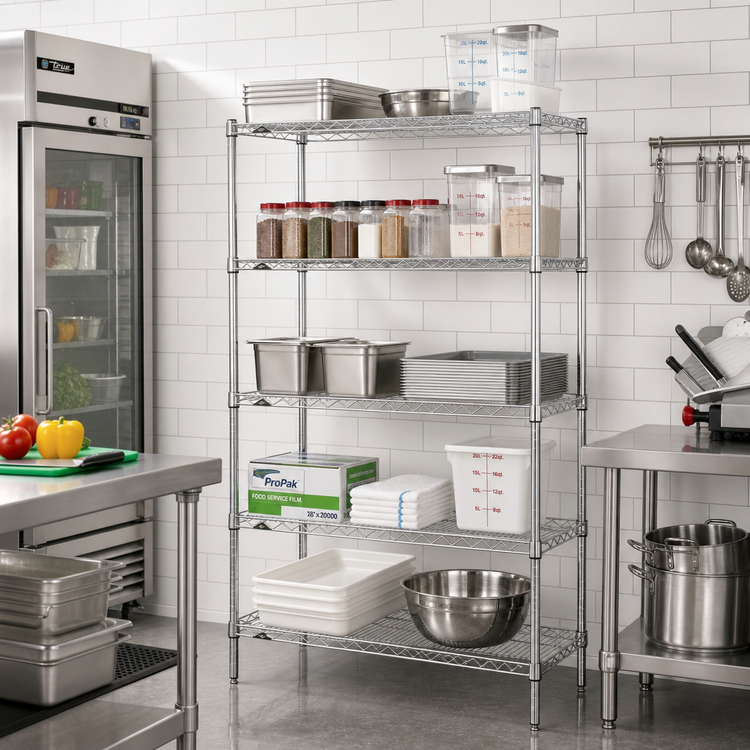 Product image #2 for Metro Super Erecta 5-Shelf Stationary Starter Wire Shelving Unit, 42 x 21 x 74 Inches, Chrome Plated
