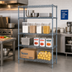 Thumbnail image #2 for Quantum 4-Shelf Wire Shelving Starter Kit, 42W x 21D x 63H, Stationary, Gray Epoxy Antimicrobial Finish