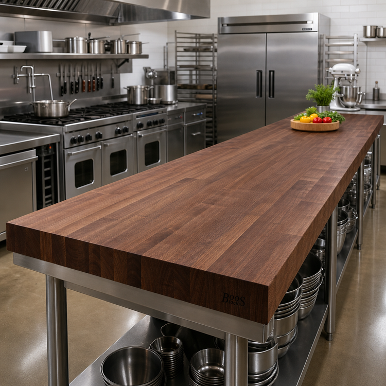 Product image #2 for Boos Block American Black Walnut Edge Grain Kitchen Countertop, 144 x 27 x 3 Inch, Varnique Finish