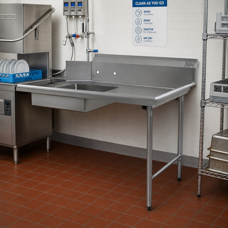Product image #2 for Eagle Group BlendPort® Straight Soiled Dishtable, 84 Inch, Right-to-Left, 16/300 Stainless Steel Top, 20 x 20 x 5 Sink
