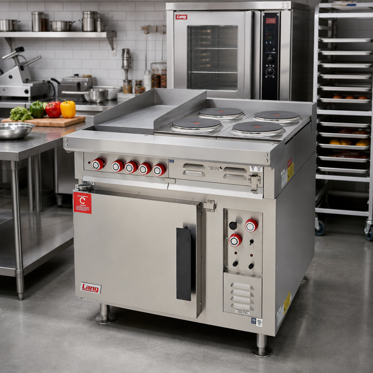 Product image #3 for Lang 36-Inch Electric Heavy Duty Range with Convection Oven Base, 12-Inch Hot Top and 4 French Plates