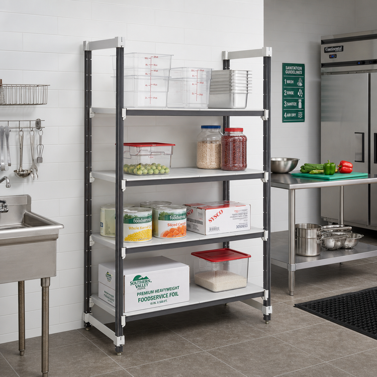 Product image #2 for Cambro Camshelving Elements XTRA 24-Inch W x 54-Inch L x 64-Inch H 4-Shelf Solid Stationary Starter Unit