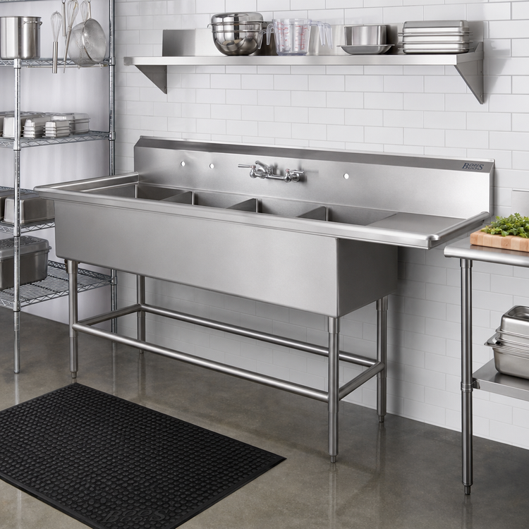 Product image #2 for John Boos Pro-Bowl 4-Compartment Sink with 24-Inch Right Drainboard, 20 x 20 x 14-Inch Bowls