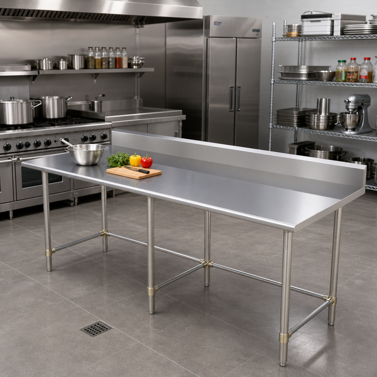 Product image #2 for 108-Inch x 30-Inch Stainless Steel Work Table with 5-Inch Backsplash