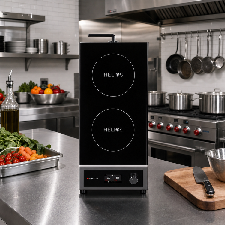 Product image #2 for CookTek Helios Touch Freestanding Front-to-Back Double Hob Induction Cooktop, 3500W Per Hob, 200-240V