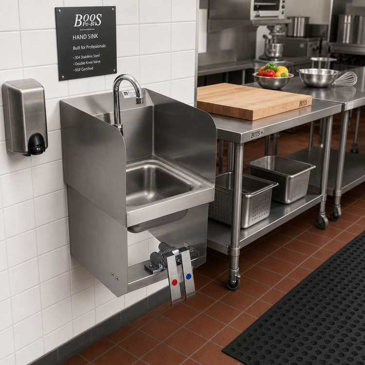 Product image #2 for John Boos Pro-Bowl Wall-Mount Stainless Steel Hand Sink with Double Knee Valves