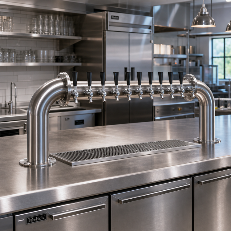 Product image #2 for Perlick 4064-8L Pass-Thru Brew Pipe Glycol-Cooled Draft Beer Tower with 8 Faucets