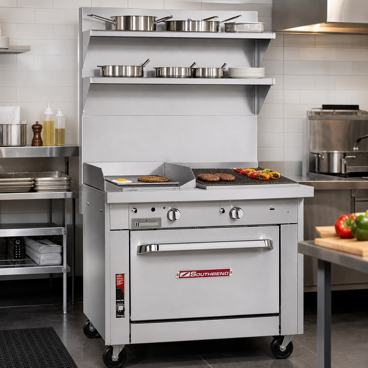 Product image #2 for Southbend Platinum 36-Inch Heavy Duty Gas Range with 24-Inch Griddle, 12-Inch Charbroiler and Convection Oven