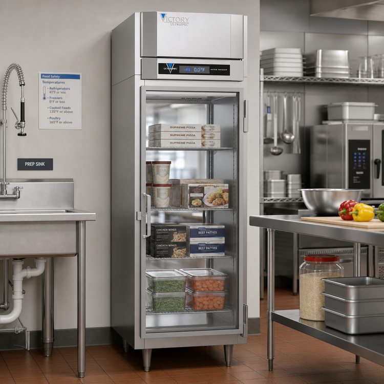 Product image #3 for Victory UltraSpec Pass-Thru Glass Door Freezer, 1 Section, 23.7 Cu. Ft., Self-Contained, 115V